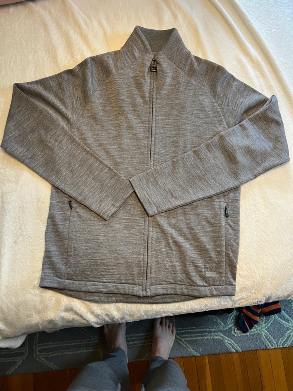 Z Zegna Light Gray Full-Zip Knit Jacket